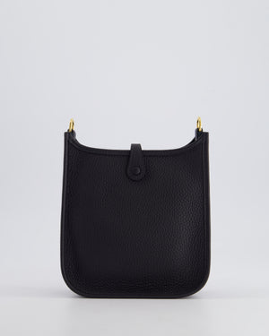 *HOT* Hermès Mini Evelyne 16 Bag in Caban Clemence Leather with Gold Hardware & Noir/Blanc Sangle Wooly ZigZag Strap