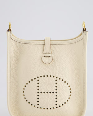 *HOT* Hermès Mini Evelyne 16 Bag in Nata Clemence Leather with Gold Hardware & Nata Sangle Wooly Unicolore Strap