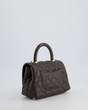 Chanel Mini Coco Top Handle Bag in Dark Brown Caviar Leather with Champagne Gold Hardware