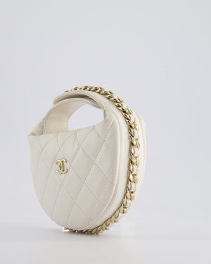 Chanel White Quilted Aged Calfskin Chain Around Clutch Bag With Champagne Gold Hardware