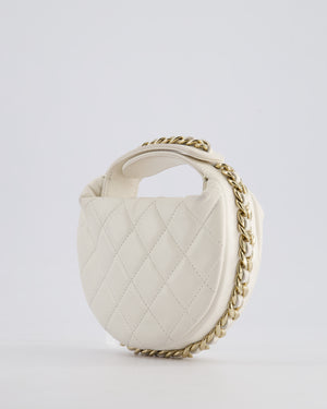 Chanel White Quilted Aged Calfskin Chain Around Clutch Bag With Champagne Gold Hardware