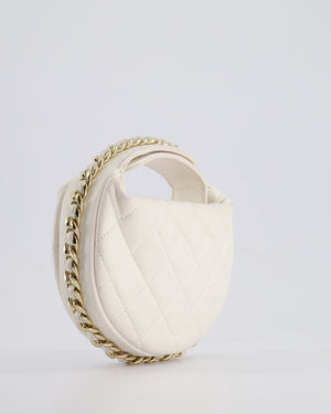 Chanel White Quilted Aged Calfskin Chain Around Clutch Bag With Champagne Gold Hardware