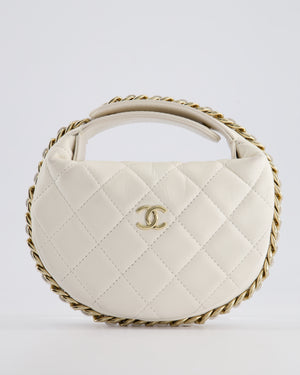 Chanel White Quilted Aged Calfskin Chain Around Clutch Bag With Champagne Gold Hardware