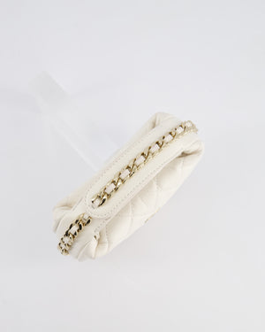 Chanel White Quilted Aged Calfskin Chain Around Clutch Bag With Champagne Gold Hardware