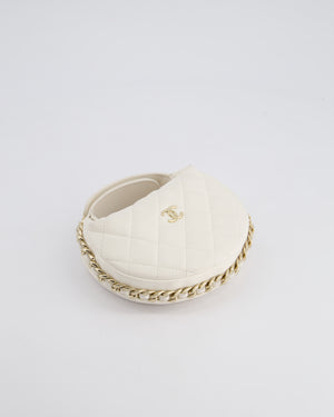 Chanel White Quilted Aged Calfskin Chain Around Clutch Bag With Champagne Gold Hardware