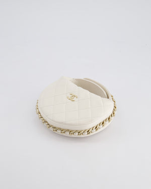 Chanel White Quilted Aged Calfskin Chain Around Clutch Bag With Champagne Gold Hardware