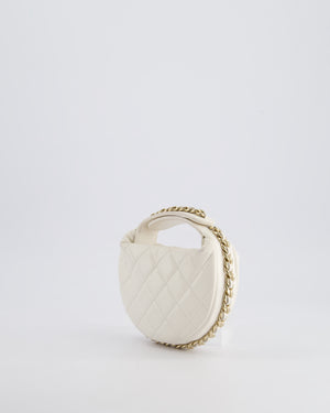 Chanel White Quilted Aged Calfskin Chain Around Clutch Bag With Champagne Gold Hardware