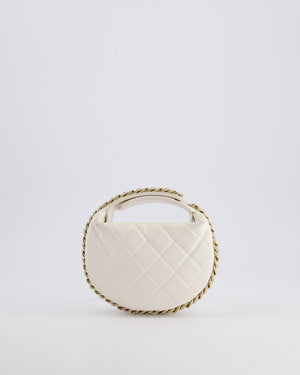 Chanel White Quilted Aged Calfskin Chain Around Clutch Bag With Champagne Gold Hardware