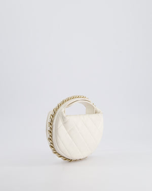 Chanel White Quilted Aged Calfskin Chain Around Clutch Bag With Champagne Gold Hardware