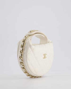 Chanel White Quilted Aged Calfskin Chain Around Clutch Bag With Champagne Gold Hardware