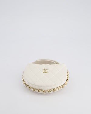 Chanel White Quilted Aged Calfskin Chain Around Clutch Bag With Champagne Gold Hardware