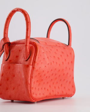 Hermès Mini Lindy Bag in Bougainvillea Ostrich Leather with Palladium Hardware