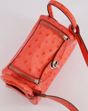 Hermès Mini Lindy Bag in Bougainvillea Ostrich Leather with Palladium Hardware