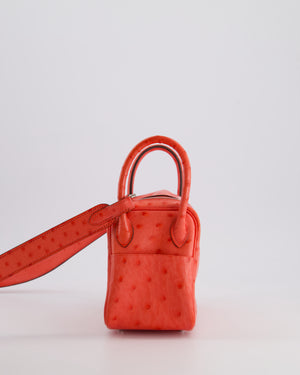 Hermès Mini Lindy Bag in Bougainvillea Ostrich Leather with Palladium Hardware