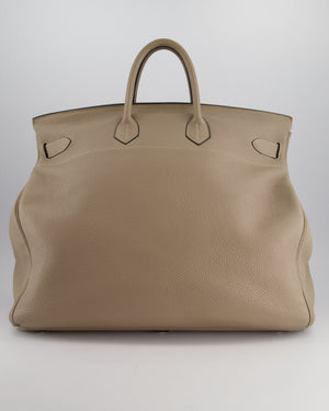 Hermès HAC Bag 50cm in Gris Toureturelle Clemence Leather With Palladium Hardware