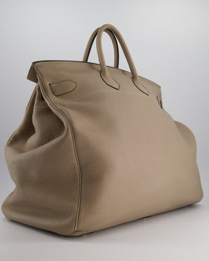 Hermès HAC Bag 50cm in Gris Toureturelle Clemence Leather With Palladium Hardware