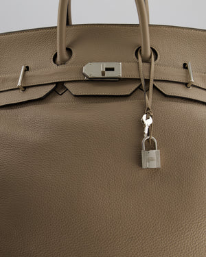 Hermès HAC Bag 50cm in Gris Toureturelle Clemence Leather With Palladium Hardware