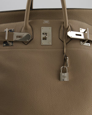 Hermès HAC Bag 50cm in Gris Toureturelle Clemence Leather With Palladium Hardware