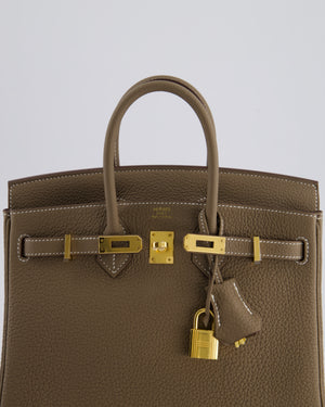 Hermès Birkin Retourne 25cm Bag in Etoupe Togo Leather with Gold Hardware