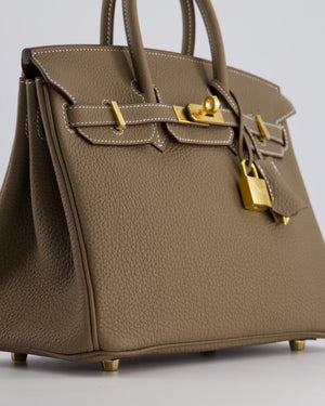 Hermès Birkin Retourne 25cm Bag in Etoupe Togo Leather with Gold Hardware