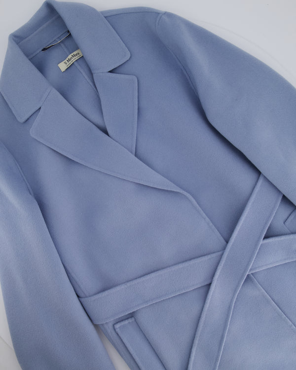 'S Max Mara Blue Belted Wool Coat Size IT 44 (UK 12)