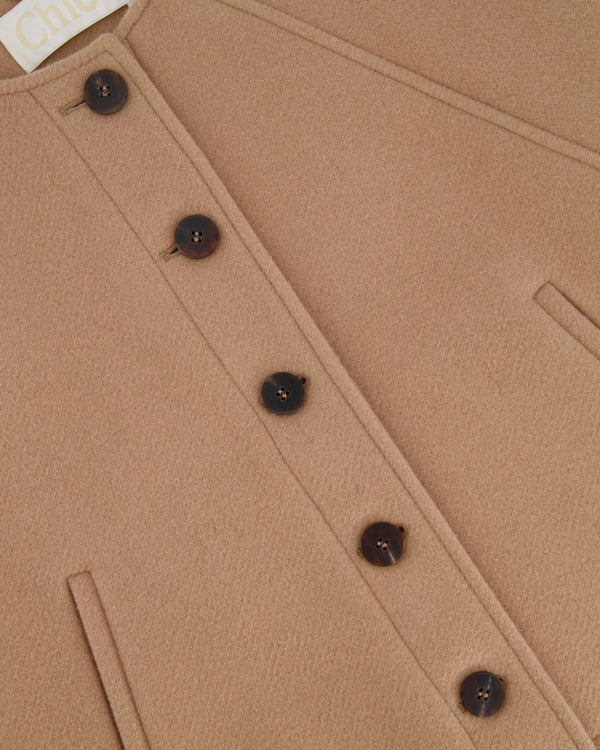 Chloé Beige Wool Jacket with Button Details Size FR 34 (UK 6)