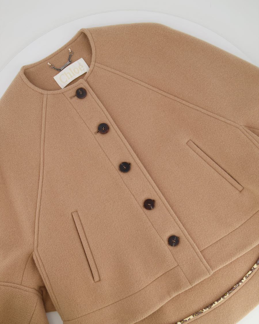 Chloé Beige Wool Jacket with Button Details Size FR 34 (UK 6)