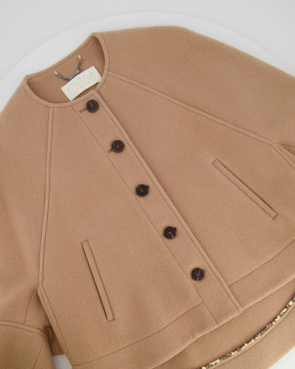 Chloé Beige Wool Jacket with Button Details Size FR 34 (UK 6)