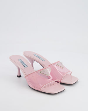 *HOT* Prada Pink PVC Mules Heels with Logo Detail Size EU 35.5 RRP £780