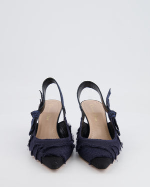 Christian Dior Navy and Black J'Adior Slingback Pumps with Tweed Details Size EU 36