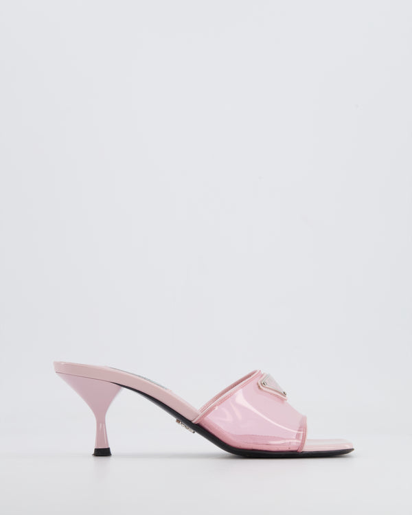 *HOT* Prada Pink PVC Mules Heels with Logo Detail Size EU 35.5 RRP £780