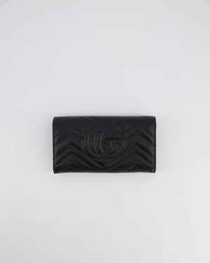 Gucci Black GG Marmont Lambskin Wallet with Gold Hardware