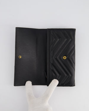 Gucci Black GG Marmont Lambskin Wallet with Gold Hardware