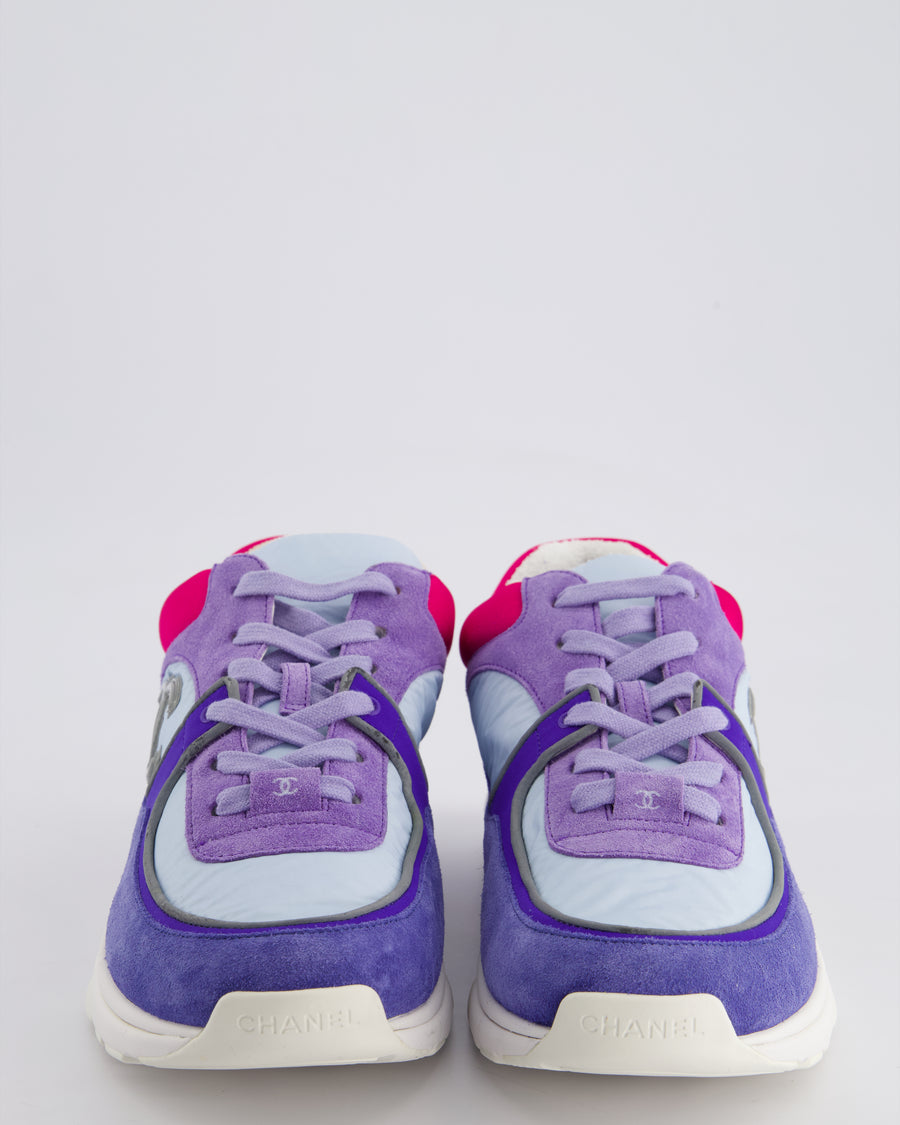 Chanel 21/P Lilac Suede Sneakers with CC Logo Detail Size EU 42