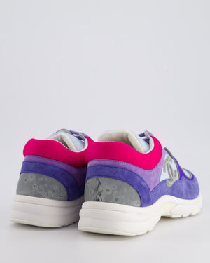 Chanel 21/P Lilac Suede Sneakers with CC Logo Detail Size EU 42