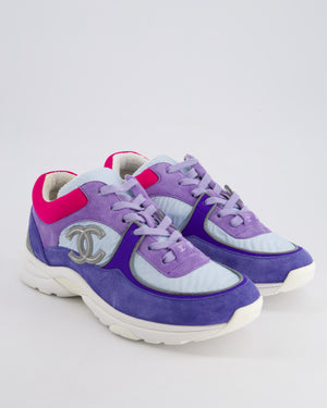 Chanel 21/P Lilac Suede Sneakers with CC Logo Detail Size EU 42