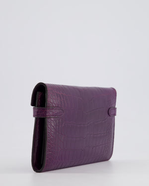 *RARE* Hermès Kelly Wallet in Amethyst Matte Alligator Leather with Palladium Hardware