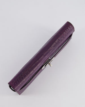 *RARE* Hermès Kelly Wallet in Amethyst Matte Alligator Leather with Palladium Hardware