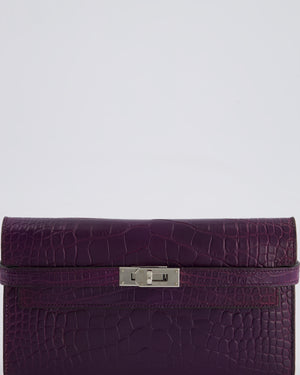 *RARE* Hermès Kelly Wallet in Amethyst Matte Alligator Leather with Palladium Hardware