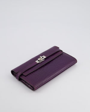 *RARE* Hermès Kelly Wallet in Amethyst Matte Alligator Leather with Palladium Hardware