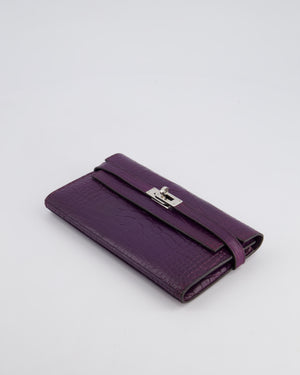 *RARE* Hermès Kelly Wallet in Amethyst Matte Alligator Leather with Palladium Hardware