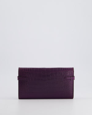 *RARE* Hermès Kelly Wallet in Amethyst Matte Alligator Leather with Palladium Hardware