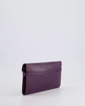 *RARE* Hermès Kelly Wallet in Amethyst Matte Alligator Leather with Palladium Hardware