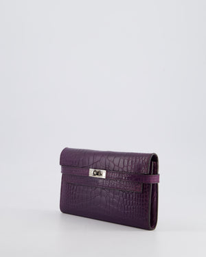 *RARE* Hermès Kelly Wallet in Amethyst Matte Alligator Leather with Palladium Hardware