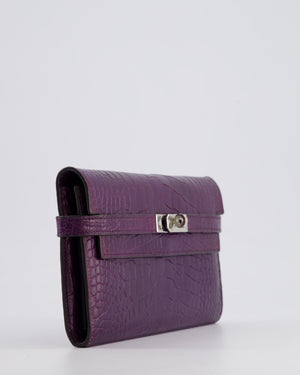 *RARE* Hermès Kelly Wallet in Amethyst Matte Alligator Leather with Palladium Hardware