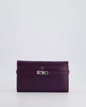 *RARE* Hermès Kelly Wallet in Amethyst Matte Alligator Leather with Palladium Hardware