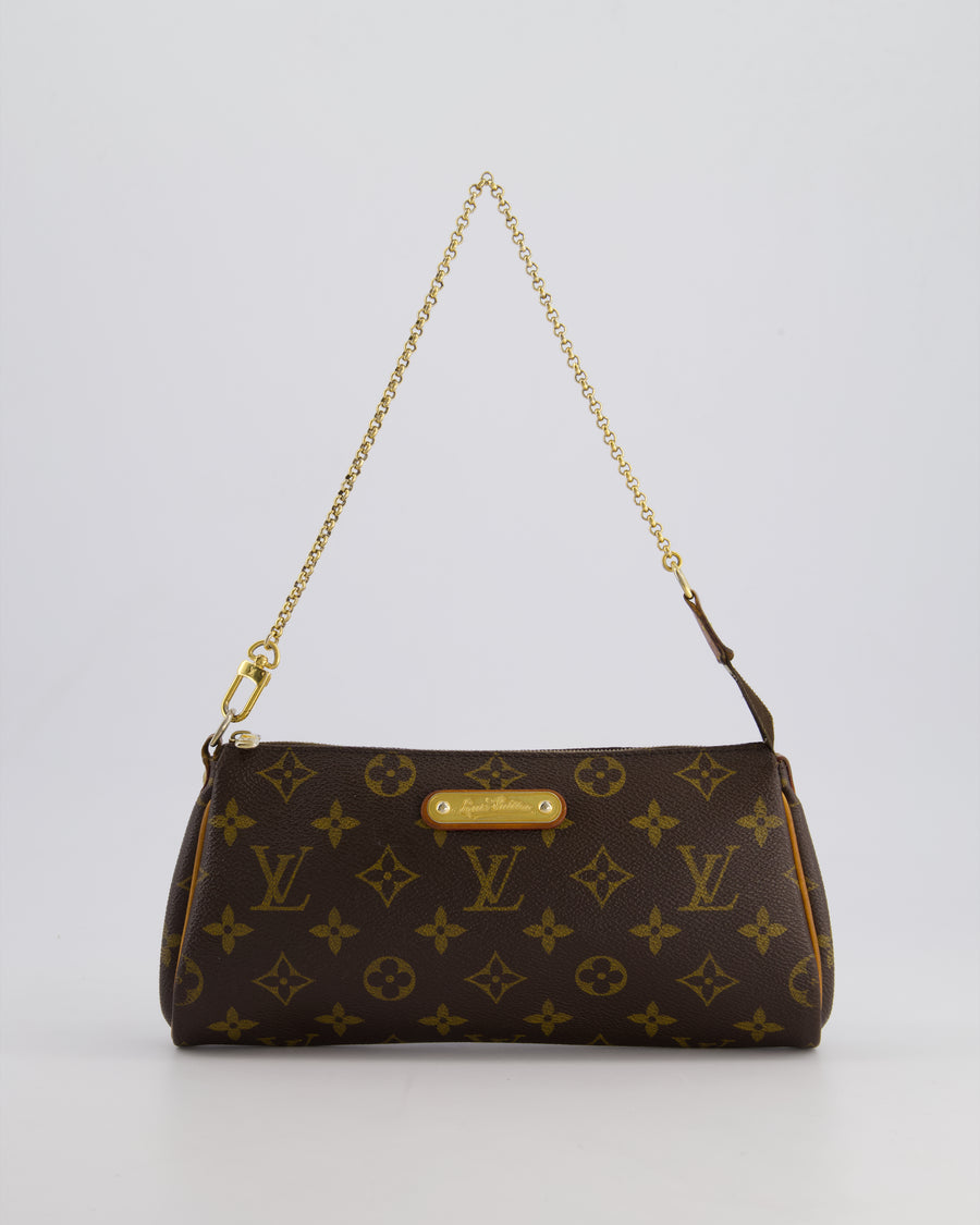 *FIRE PRICE* Louis Vuitton Brown Eva Pochette Bag in Monogram Canvas with Gold Hardware