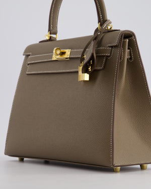 *HOLY GRAIL* Hermès Kelly 25cm Sellier Bag in Etoupe Epsom Leather and Gold Hardware