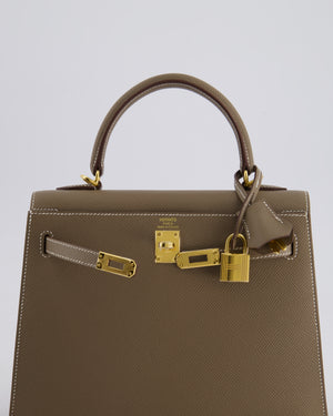 *HOLY GRAIL* Hermès Kelly 25cm Sellier Bag in Etoupe Epsom Leather and Gold Hardware