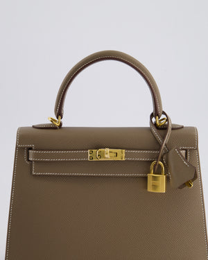 *HOLY GRAIL* Hermès Kelly 25cm Sellier Bag in Etoupe Epsom Leather and Gold Hardware